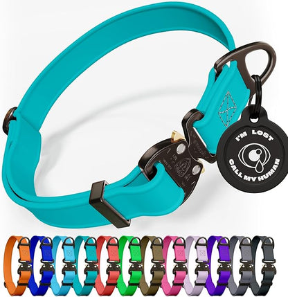 NexaPaw Biothane Dog Collar with Cobra Buckle - Made in USA - QR Code Dog Tag ID Included - Adjustable Heavy Duty Dog Collars for Medium Large Dogs - Waterproof Military Grade Tactical Collar for Dogs