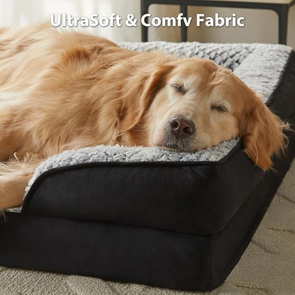 LEXTRO Orthopedic Dog Bed for Extra Large Dogs, Egg Crate Foam Bed for Extra Large Dogs, Equipped with Removable Waterproof Pillow Cover and Anti-Slip Bottom, Pet Bed