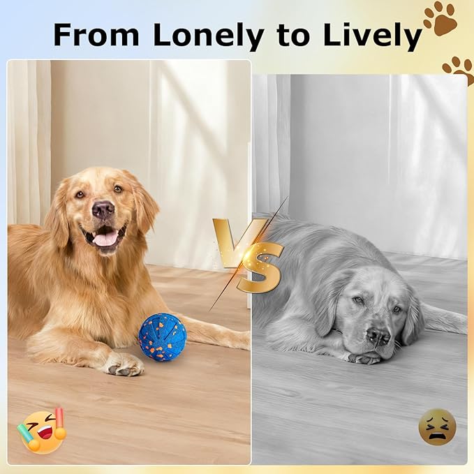 Interactive Dog Toys Ball, Automatic Moving, Bouncing Chew Toys, E-TPU Material, Suitable for Large and Medium-Sized Dogs, Used for Boredom Relief and Daily Training, USB Rechargeable