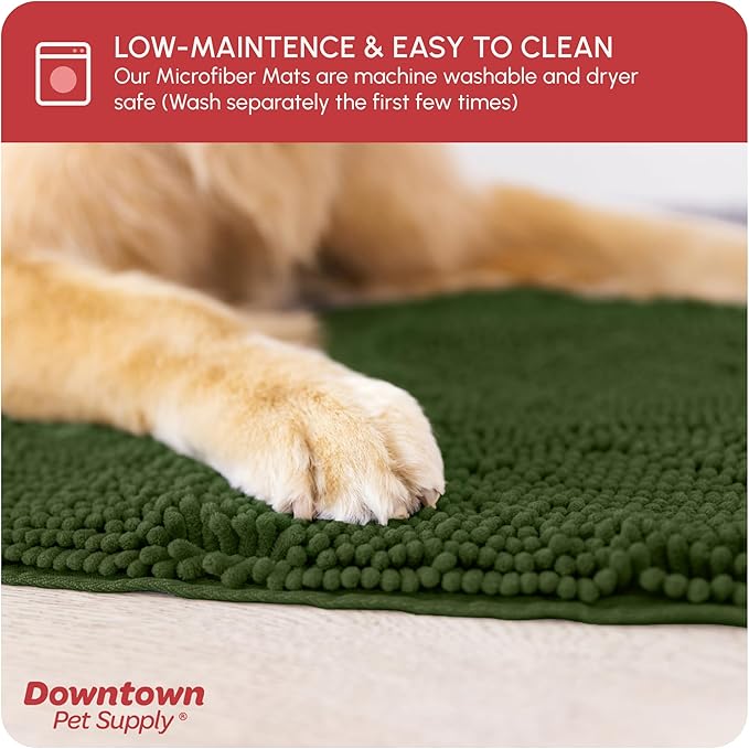 My Doggy Place Dog Mud Mat, 36" x 26" Chive – Thick Microfiber Entry Rug for Snow, Mud & Salt – Absorbent, Quick-Dry, Washer-Safe & Non-Slip, Large