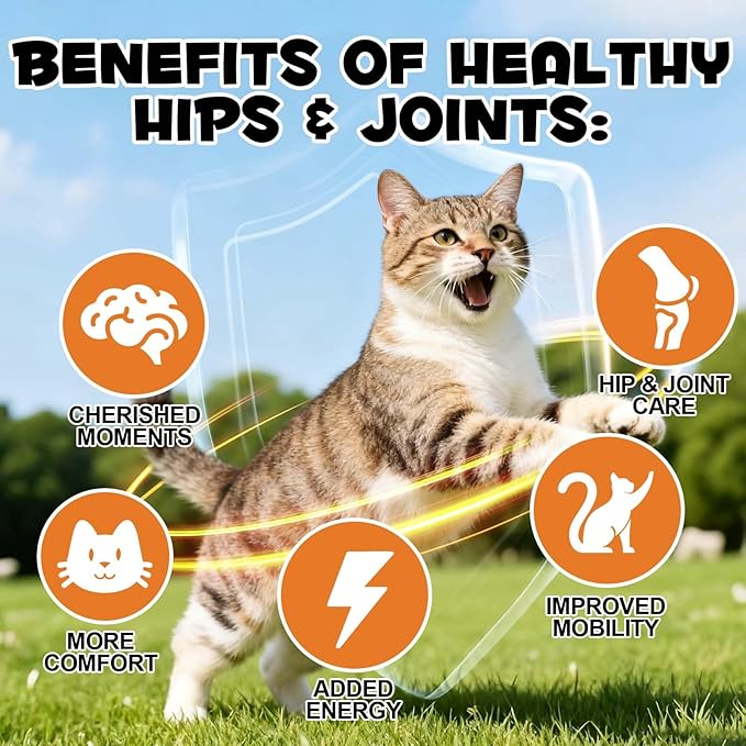 Ruduwu Hip & Joint Bites for Cats - Chicken Flavored Glucosamine Joint Supplement for Cats - Cat Joint Supplement for HIPS & Joints, Cat Arthritis Pain Relief, with Green Lipped Mussel, 7.4 oz