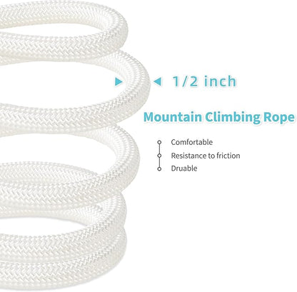 Mile High Life Dog Leash, with Comfortable Padded Handle, White Nylon Rope Leash with Steel Tips, Heavy Duty 5 Feet Pet Leashes (White,60 Inches)