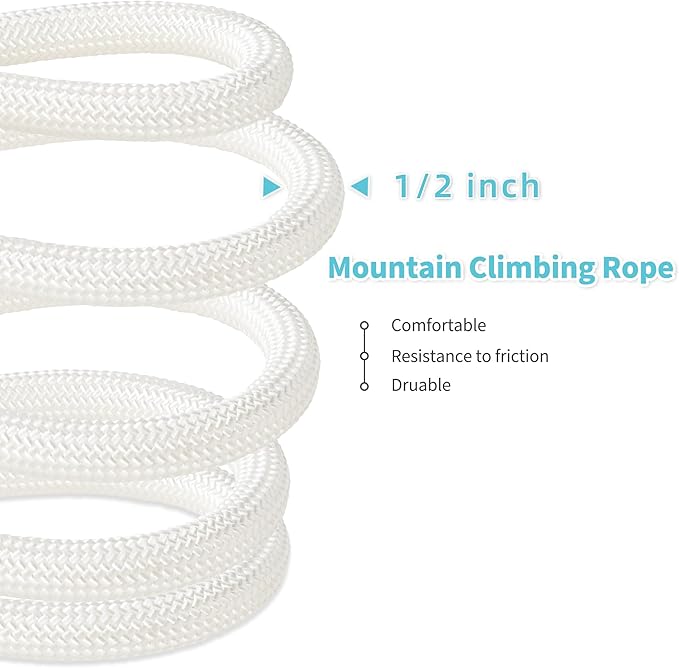 Mile High Life Dog Leash, with Comfortable Padded Handle, White Nylon Rope Leash with Steel Tips, Heavy Duty 4 Feet Pet Leashes (White,48 Inches)