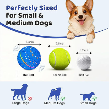 Sankell Interactive Dog Toys Ball - Smart Moving Bouncing Dog Ball with RGB Lights, E-TPU Material, 3 Play Modes Automatic Rolling Dogs Toy for Small Medium Dogs Keep Them Busy(Blue)