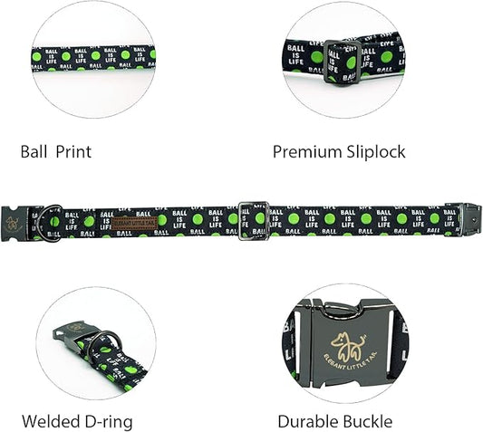 Elegant little tail Dog Collar, Holiday Pet Collar Boy Dog Collar Durable Dog Collars Ball Print Soft Pet Gift Adjustable Dog Collar for Small Medium Large Dogs