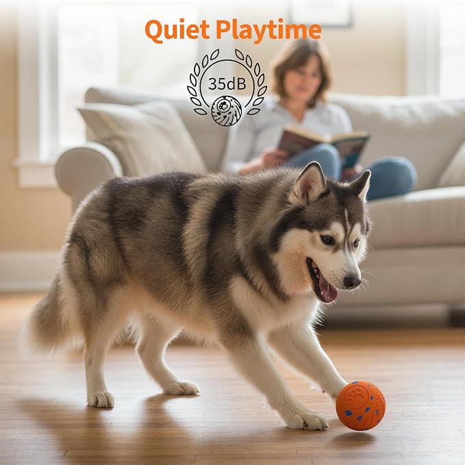 Dog Toys for Medium Large Dogs to Keep Them Busy, Smart Interactive Dog Balls with Automatic Moving Bouncing Vibrating for Enrichment, Mental Stimulation, Anti Boredom, Orange