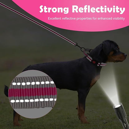 Martingale Collar for Dogs,Soft Neoprene Padded Reflective Martingale Collar and Leash Set Safety Buckle Nylon Martingale Collar for Small Dogs(Hotpink&S)