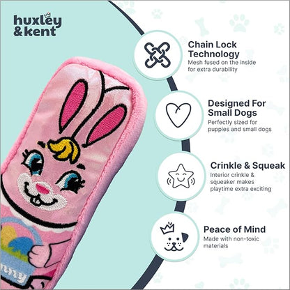 Huxley & Kent Funny Dog Toy w/Squeaker – Power Plush Squeaky Dog Toys for Small Dogs – Durable Small Stuffed Animal for Indoor Play & Fetch - Tiny Tuff Funny Bunnies, 2pk