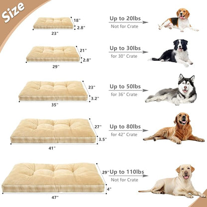 MIHIKK Washable XL Dog Bed for Extra Large Dogs with Anti-Slip Bottom, Premium Foam Pet Pad for Crate for Large Medium Small Sized Puppies, 41" x 27" Light Brown