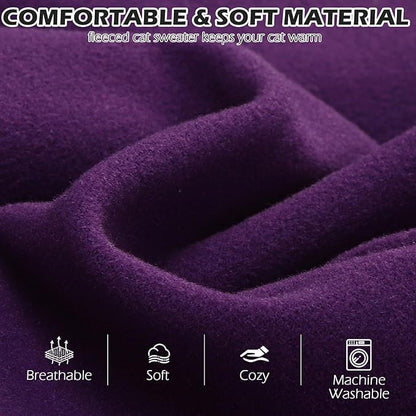 EXPAWLORER Soft Cat Sweater - Sweaters for Cats Only Warm Kitten Clothes, Fall and Winter Pet Coat Pullover Design, Fleece Sweatshirt Clothing Also for Puppy Small Dogs, Purple M
