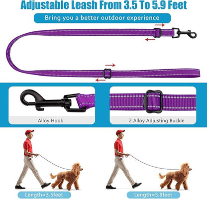 Martingale Dog Collar and Leash Set Martingale Collars for Dogs Reflective Martingale Collar for Small Medium Large Dogs(Purple&L)