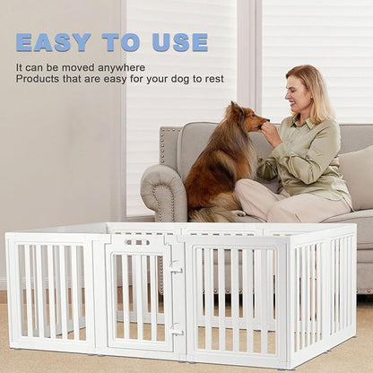 LoveTail Dog Playpen,Clear Dog Pen, Acrylic Dog Pen，Easy to Install and Remove Dog Play Pen and Kennel Playpen, Suitable for Dogs, Cats,Dog Playpen Indoor (White, 23.6" Height, 10PCS)