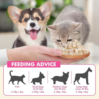 Puddonio Freeze Dried Cats & Dogs Raw Treats, All Natural Single Ingredient Chicken Breast, High Protein Healthy Pet Training Treats or Food Topper, 3.5 oz
