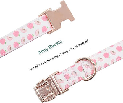 Cotton Dog Collar Metal Buckle Daisy Summer, Cute Adjustable Dog Collar Soft for Small Medium Large Boys Girls Dogs Durable