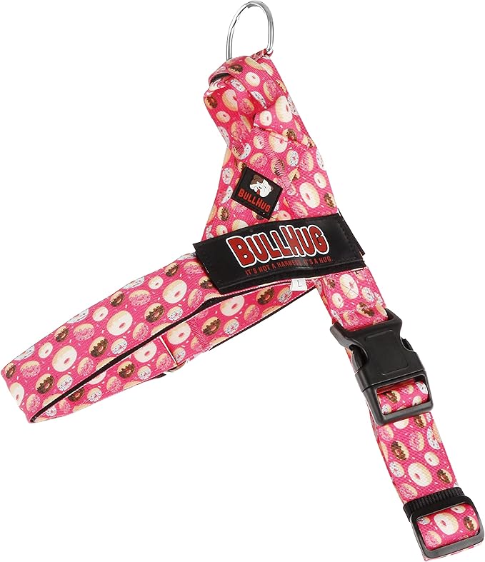 BULLHUG Adjustable Dog Harness– No Pull, No Choke – for English Bulldogs, French Bulldogs, Pugs & Broad-Chested Breeds – Easy, Safe Walks (Donuts, Small)