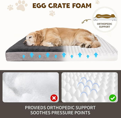 Orthopedic Dog Bed for Medium and Large Dogs - Waterproof Dog Sofa with Removable Washable Cover and Egg Crate Foam Comfort Pet Sleeping Mat, Pet Bed Couch with Zipper and Non-Slip Bottom