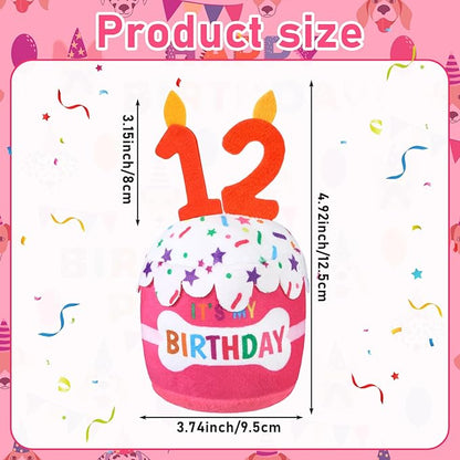 Dog Birthday Cake Toy Accessories for Girl Boy Gifts, Squeaky Plush Toy for Dog Birthday Party Decor Favor for Large, Medium and Small Dogs(12th,Pink)