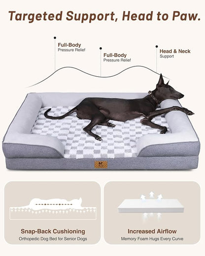 KSIIA Waterproof Dog Bed Orthopedic for Small Senior Dog Couch with Sides, Extra Thick Supportive Pet Bed Sofa with Soft Plush Cover and Non-Slip Bottom, 30 x 20 Inch, Blue