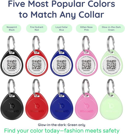 QR Code Dog Tag and Cat Tag, Scan to Reunite Faster, Waterproof and Durable, Lightweight and Quiet, Updatable Contact Info, Glow-in-The-Dark Green
