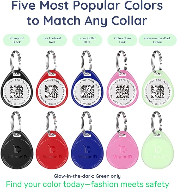 QR Code Dog Tag and Cat Tag, Scan to Reunite Faster, Waterproof and Durable, Lightweight and Quiet, Updatable Contact Info, Red for Bold Style