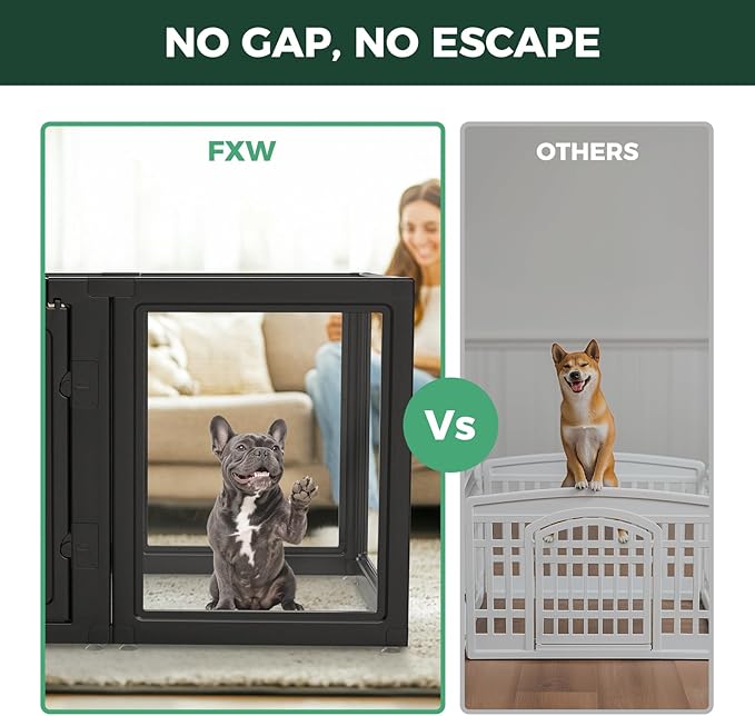 FXW AuraSpace Acrylic Indoor Dog Playpen for Small and Medium Dogs, 30 Inch, 16 Panels, Black