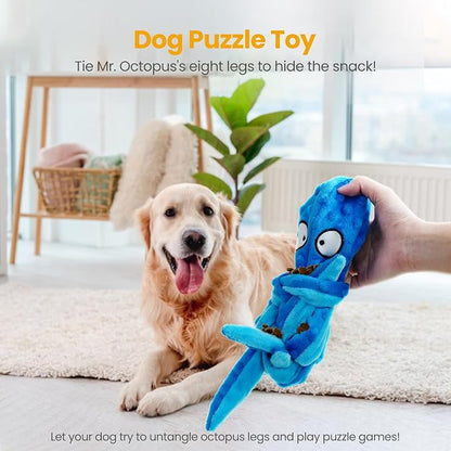 HGB Squeaky Dog Toys - Octopus No Stuffing Crinkle Plush Large Dog Toys to Keep Them Busy, Interactive Puppy Teething Chewing Pet Supplies for Chewer, Small, Medium, Large Breeds, 2 Pack