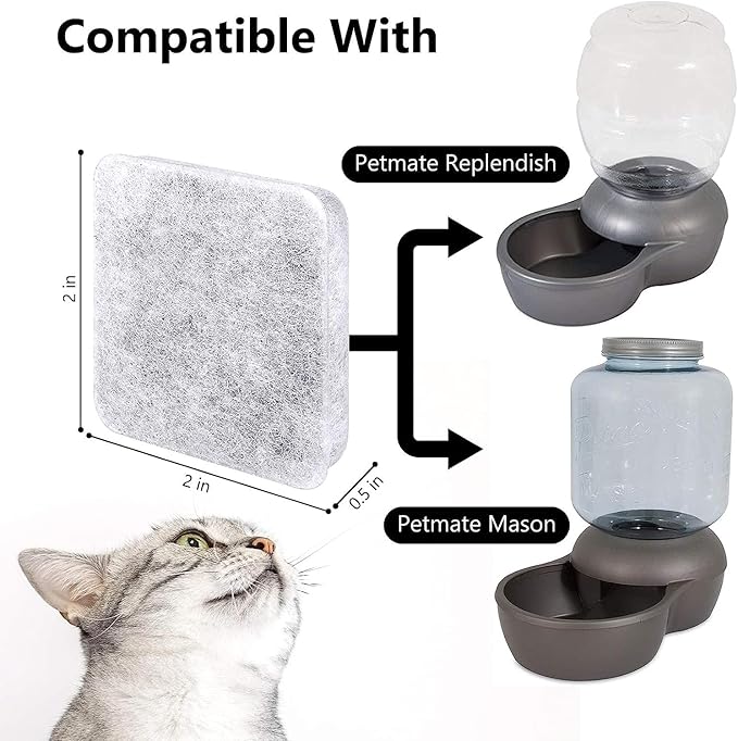 MyfatBOSS 24 Pack Dog Water Fountain Filters, Pet Water Filter Replacement Compatible with Petmate Replendish Mason Pet Water Fountains, Car Drinking Filter for Gravity Waterer Bowls Dispenser