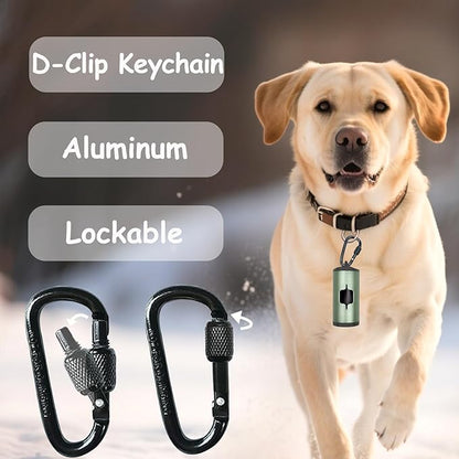 Metal Dog Poop Bag Holder w/Leash Clip|Durable Scratch-Resistant Aluminum|135 Bags+3 Accessories（Dark Green）