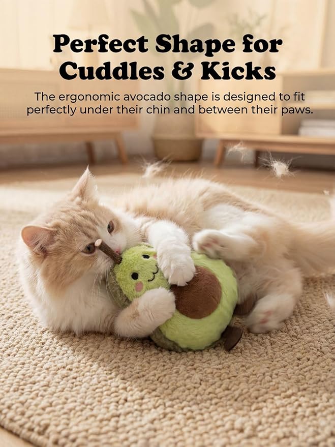 Petelligent Durable and lnteractive Cat Teething Stick Toys: Chewing Stick, Grinding Teeth Rod, and chewable Cat Doll for Your Pet's Entertainment (Avocado Green)