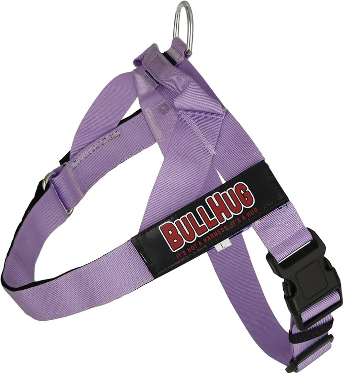 BULLHUG Adjustable Dog Harness– No Pull, No Choke – for English Bulldogs, French Bulldogs, Pugs & Broad-Chested Breeds – Easy, Safe Walks (Purple, Large)