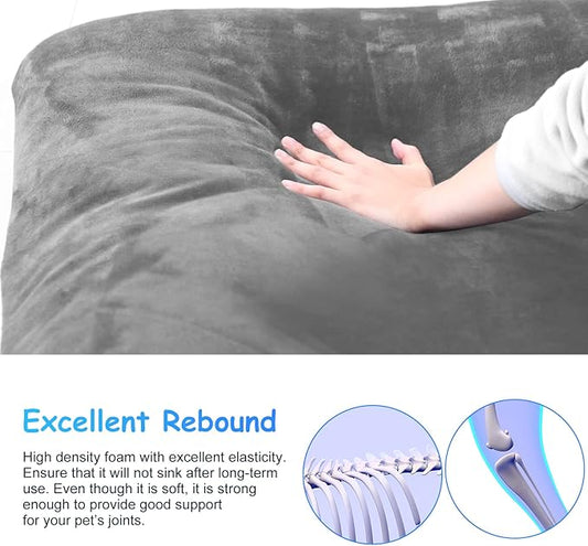 Magic Dog Super Soft Large Dog Bed, 39 Inches Orthopedic Foam Pet Beds with Anti Slip Bottom, Dog Sleeping Mattress with Removable and Washable Cover, Grey