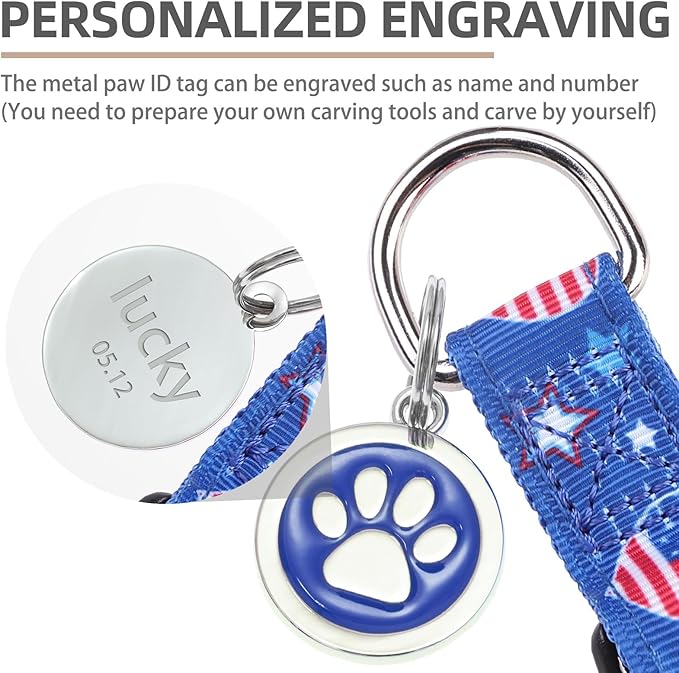 PUPTECK No Pull Dog Harness Soft Adjustable Basic Nylon Step in Puppy Vest Outdoor Walking with ID Tag, American Flag, L