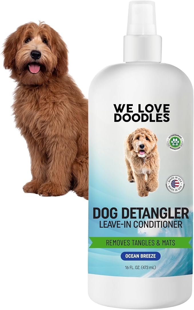 We Love Doodles Dog Detangler Spray - Leave-in Conditioner for Dogs - Dog Detangling Spray - Dematting Spray for Dogs - Tangle Remover - Made in The USA, Large 16 fl oz (Ocean Breeze)