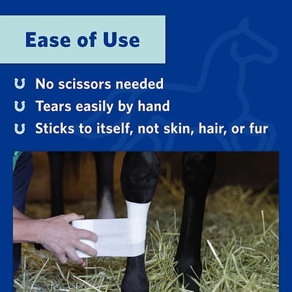 PowerFlex Equine – Extra Strong Self-Adhering Bandage Wrap – Wound Care, Compression & Support Bandage for Horses, Cows & Dogs – Woodland Camo, 4 inch, 4 Rolls (Resealable Case)