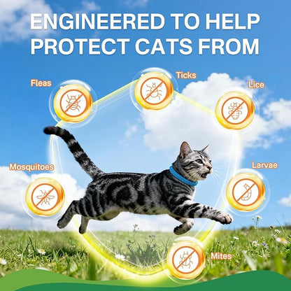 Puyrzoe Flea Collar for Cats 4 Pack, Natural Cat Flea and Tick Prevention Collar, 32-Month Full Protection, Adjustable Cat Flea and Tick for Kittens and Cats, Waterproof, 2 Pink & 2 Blue