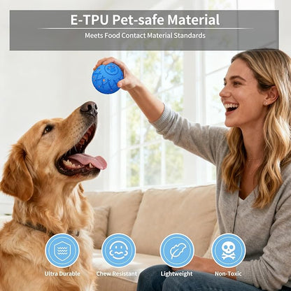 Interactive Dog Toys Dog Ball, Durable Motion Pet Toys for/Small/Medium/Large Dogs, Christmas Birthday Gifts, Automatic Moving, Bouncing and Rotating, E-TPU Material, IP54 Waterproof (Blue)