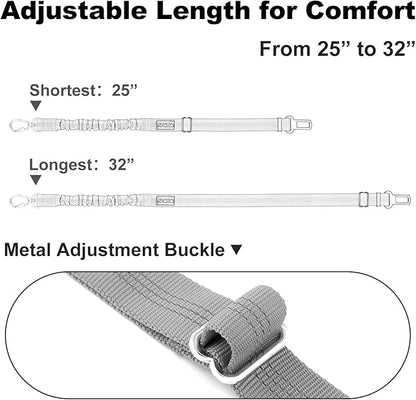 Dog Seat Belt for Car, Adjustable Dog Car Harness Seatbelt for Small Medium Large Dogs, Heavy Duty Travel Safety Restraint with Locking Aluminum Hook & Reflective Nylon Strap, Gray