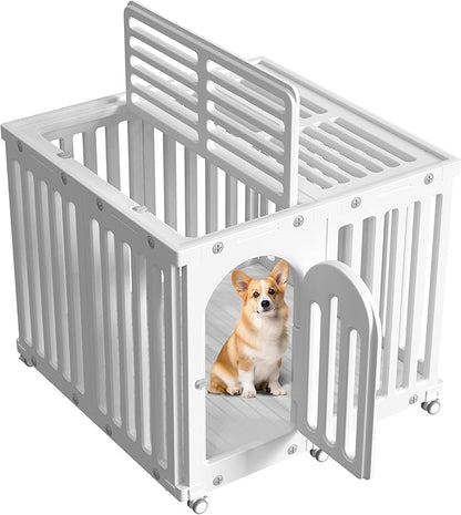 AOOLE Dog Playpen with Door & Cover Top, Fence Panel Puppy Playpen, Room Dog Crate, Pet Playpen for Small & Medium Dogs, Puppy Play Pen for Indoors & Outdoor (35" L x 35" W x 30" H)