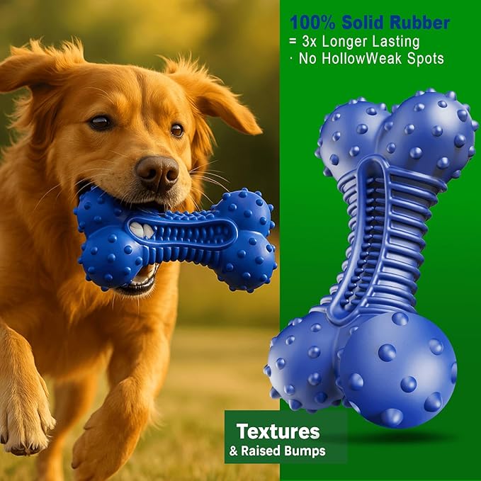 Doudele Dog Toys for Aggressive Chewers, Indestructible Chew Toys for Medium Large Dogs,Durable Rubber Dog Bones with Beef Flavor, Tough Dental Toy for Boredom Relief