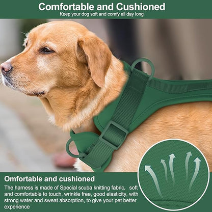 No Pull Lightweight Dog Harness: Adjustable Durable Breathable Mesh Pet Vest Harness with Soft & Comfortable Cushion, for Small Medium Large Dogs (XS, Pine Green)