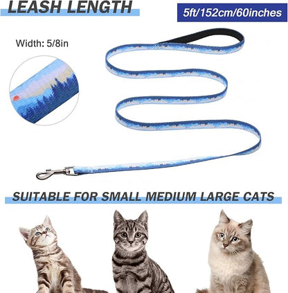 Hikiko Cat Harness and Leash Set Escape Proof Adjustable Walking Travel Soft Boy Kitten Harness for Small Medium Large Cats (Hill, S)