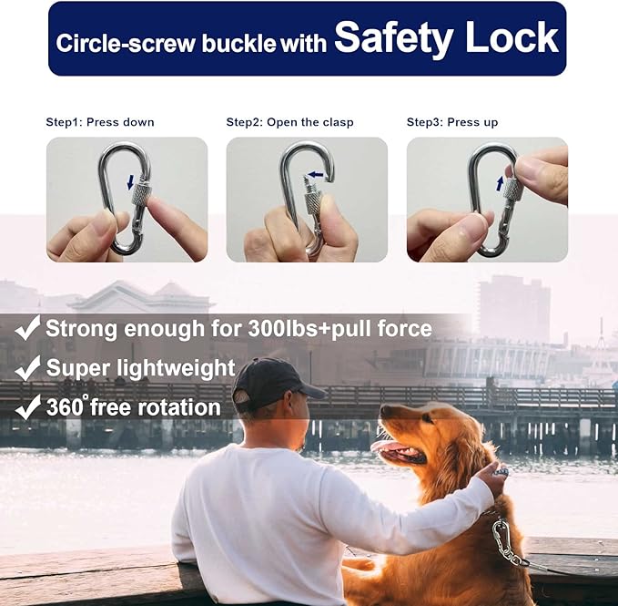 Tie Out Cable for Dogs Up to 300lbs,100ft Extra Strong 1000lbs Break Strength Tie-Out Tether Trolley Training Lead,Dog Run Cable for Yard Garden Park Camping Outside (Silver, 300lbs 100ft)