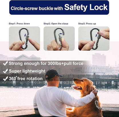 75Ft Dog Tie Out Cable, Dog Leads for Small to Large Pets Up to 300 Pounds, 5mm Heavy Duty 1000lbs Break Strength Galvanized Braided Steel Pet Outdoor Leash Cable