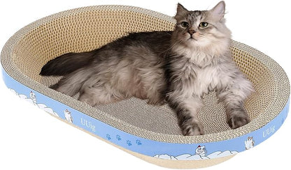UUig Cat Scratcher, 23.6x14.9 inches Cardboard Cat Scratchers for Indoor Cats, Large Cat Scratching Board, Oval Cat Scratch Pad Bed with Catnip