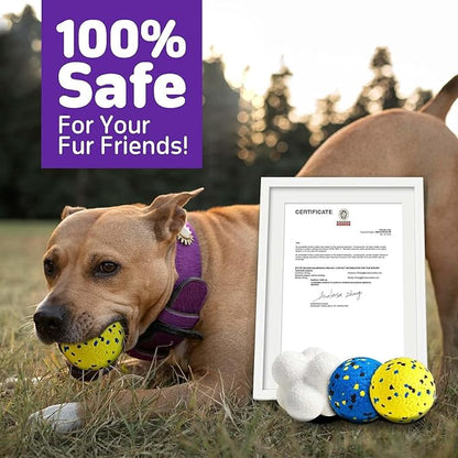 Kimee 3.9'' Dog Balls Tennis Ball for Aggressive Chewers, Atom Teething Balls Dog Chew Toys for Large Medium Small Dogs and Puppies, 3 Pack