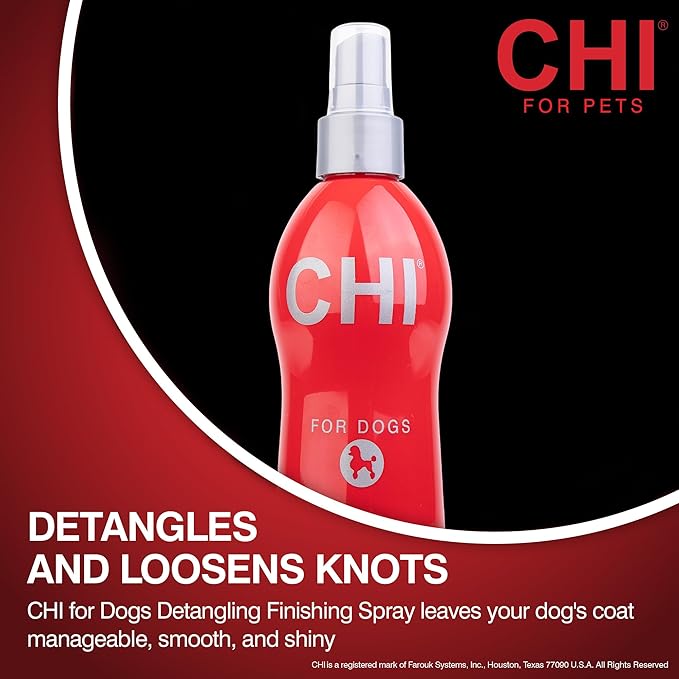 CHI for Dogs Detangling Finishing Spray - Best Leave-In Solution for Tangles and Knots - Dog Grooming Mist for Puppies and Adults - Sulfate and Paraben Free - Made in USA, 10 Fl Oz
