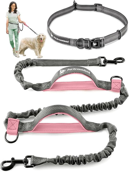 Pet Dreamland Exquisite Handsfree Dog Leash for Large Dogs. Ultimate Comfort & Freedom for Walking and Hiking. Premium Quality, Durable & Versatile Waist Belt. Your Dog Will Love This Running Leash.