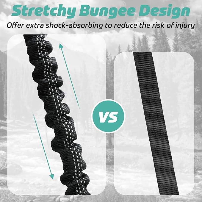 rabbitgoo Tactical Bungee Dog Leash with Shock Absorption, Military Training Leash with 2 Padded Control Handles for Medium Large Dogs, 5.2FT, Black