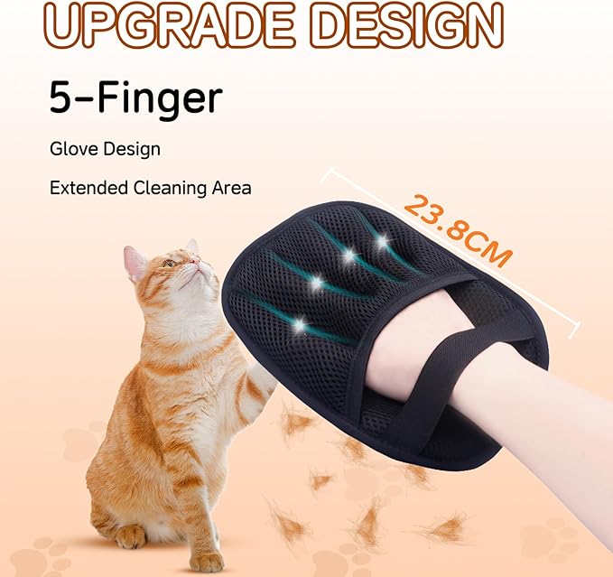 Pet Hair Remover Electrostatic Gloves,Pet Hair Removal for Cats & Dogs, Cat Grooming Gloves，Pet Hair Fur Removal Mitt, Cleanup for Furniture, Clothing, and Upholstery,Reusable (2pcs)