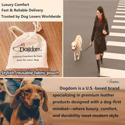 Leather Dog Harness with Padded Chest Plate – Adjustable Genuine Leather H-Style Walking Harness with Metal Buckles and American Flag Emblem for Medium & Large Dogs, Black & Brown (Black, L)